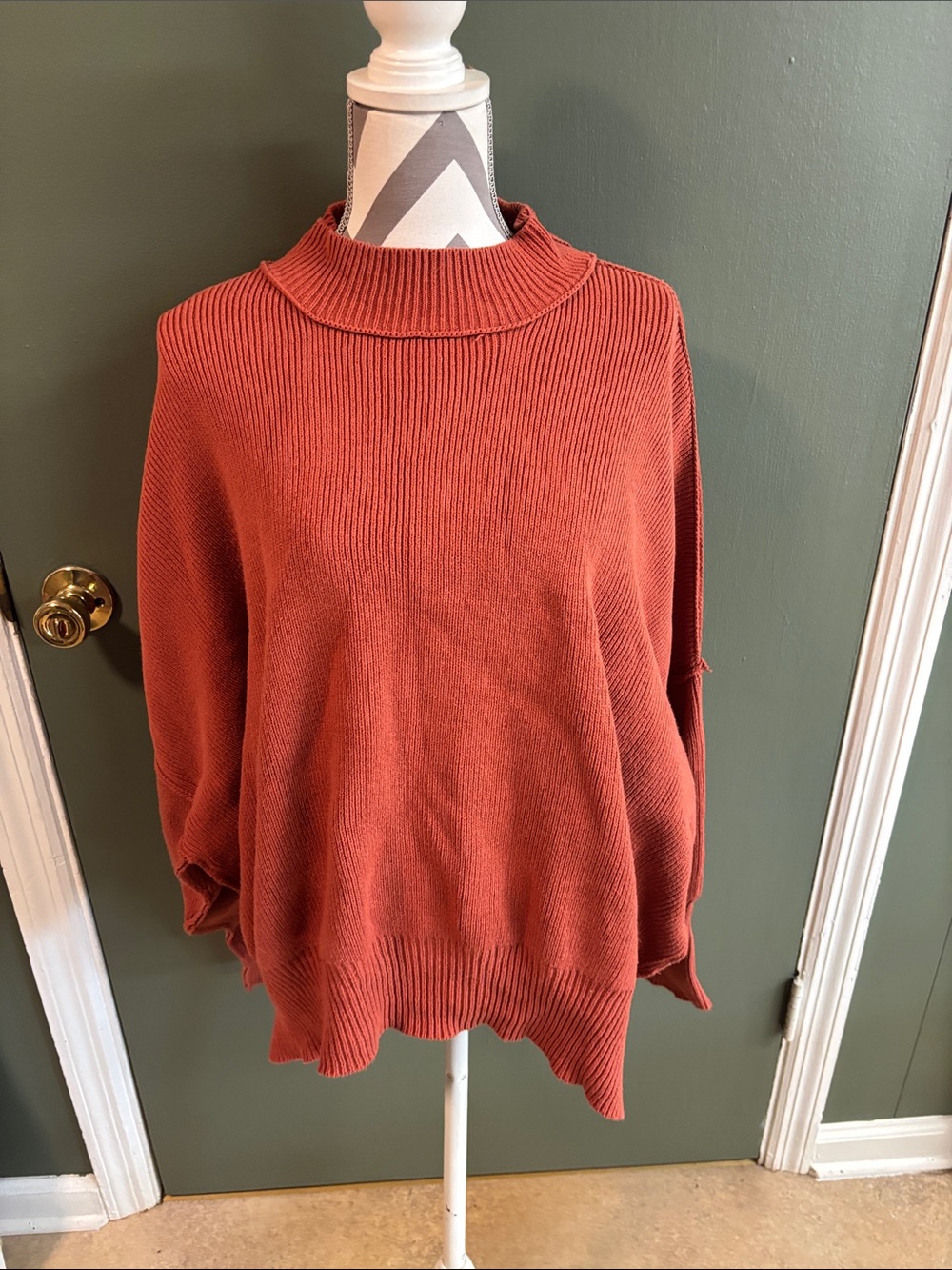 Zenana Outfitters Rust Turtleneck Ribbed Pullover